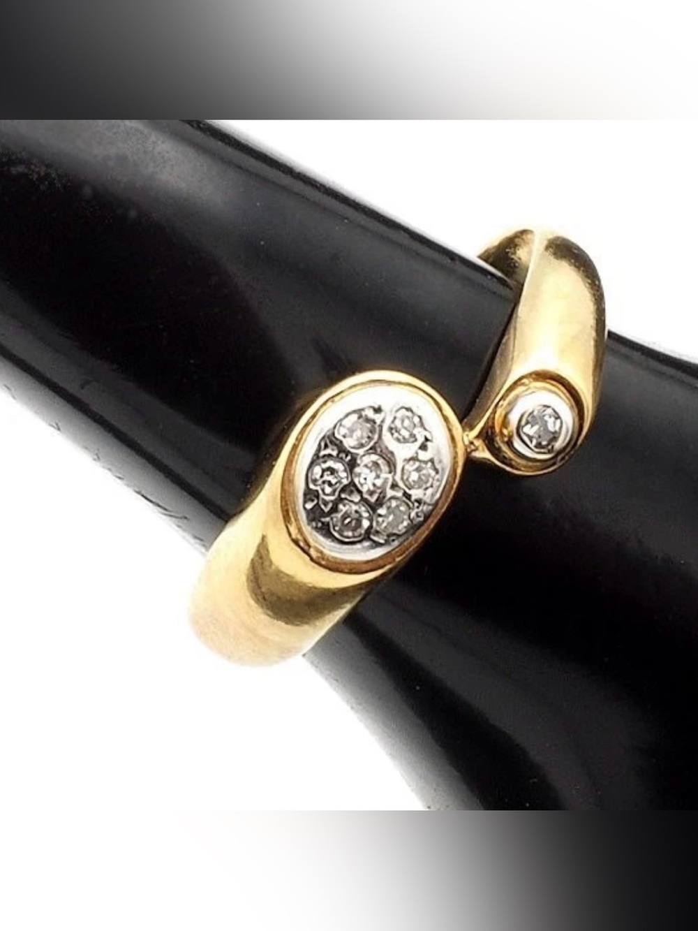 Vintage 14 Karat Gold Cocktail Ring 8 pave Diamonds Size 7.5